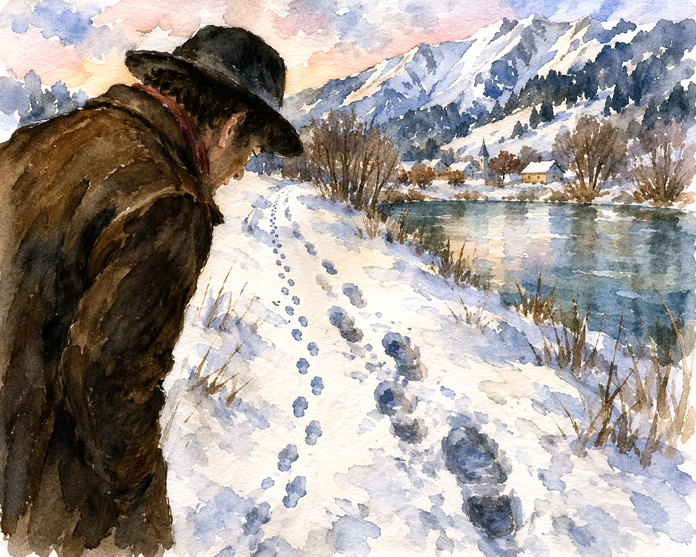 Jean-Luc Persécuté — illustration aquarelle hivernale